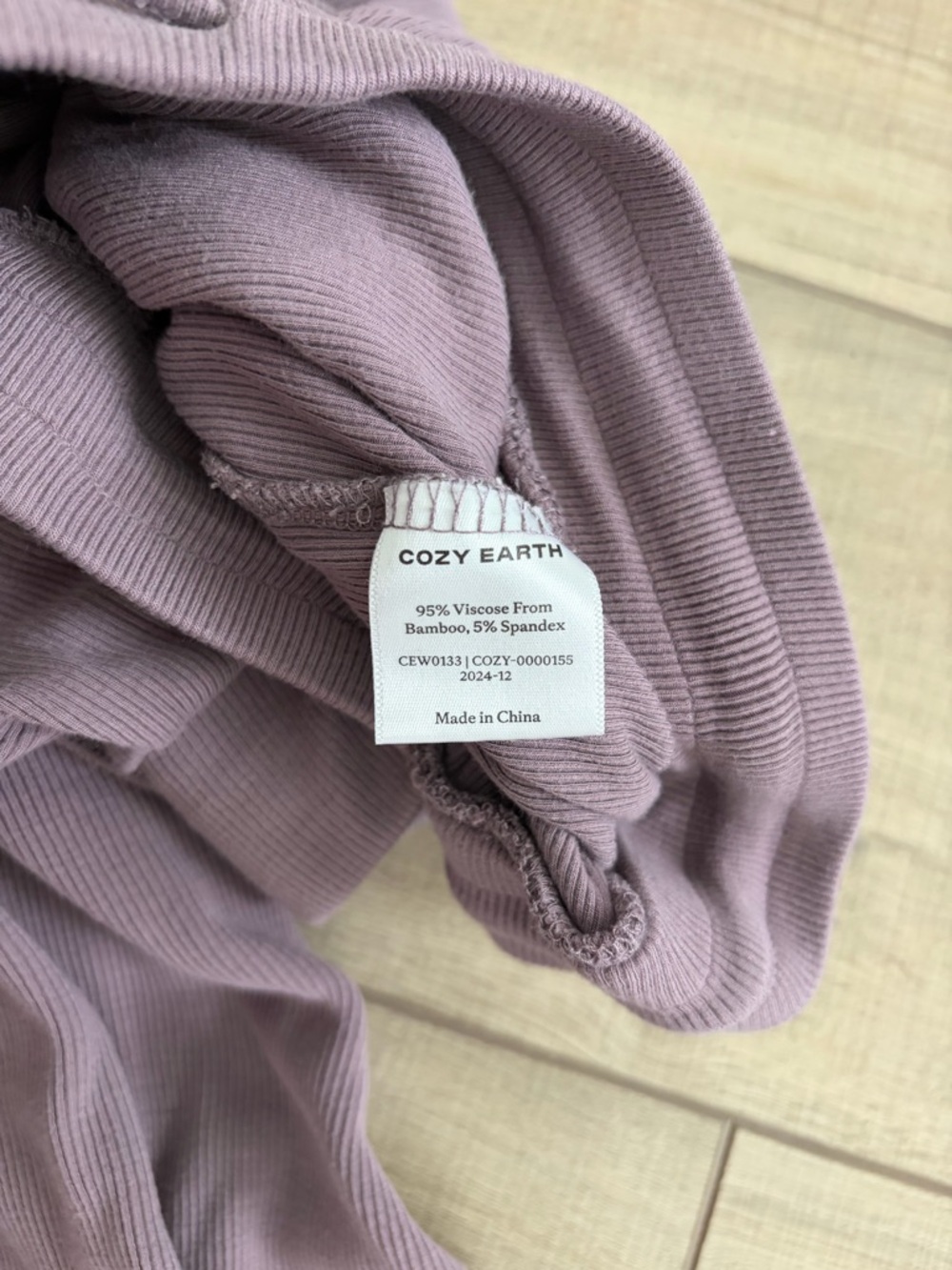 Cozy Earth Bamboo Rib Knit Wide Leg Classic Pajama Pant Loungewear Lavender M - Picture 7 of 10